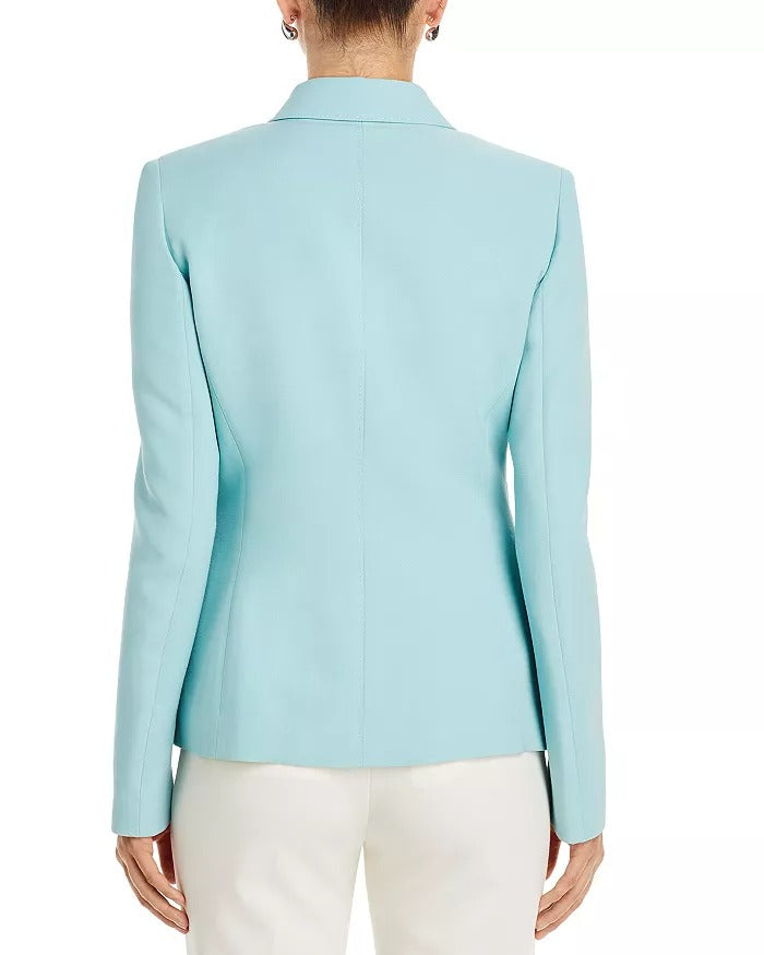 Lafayette 148 New York Notch Collar Three Button Blazer Jacket Size 6 Blue