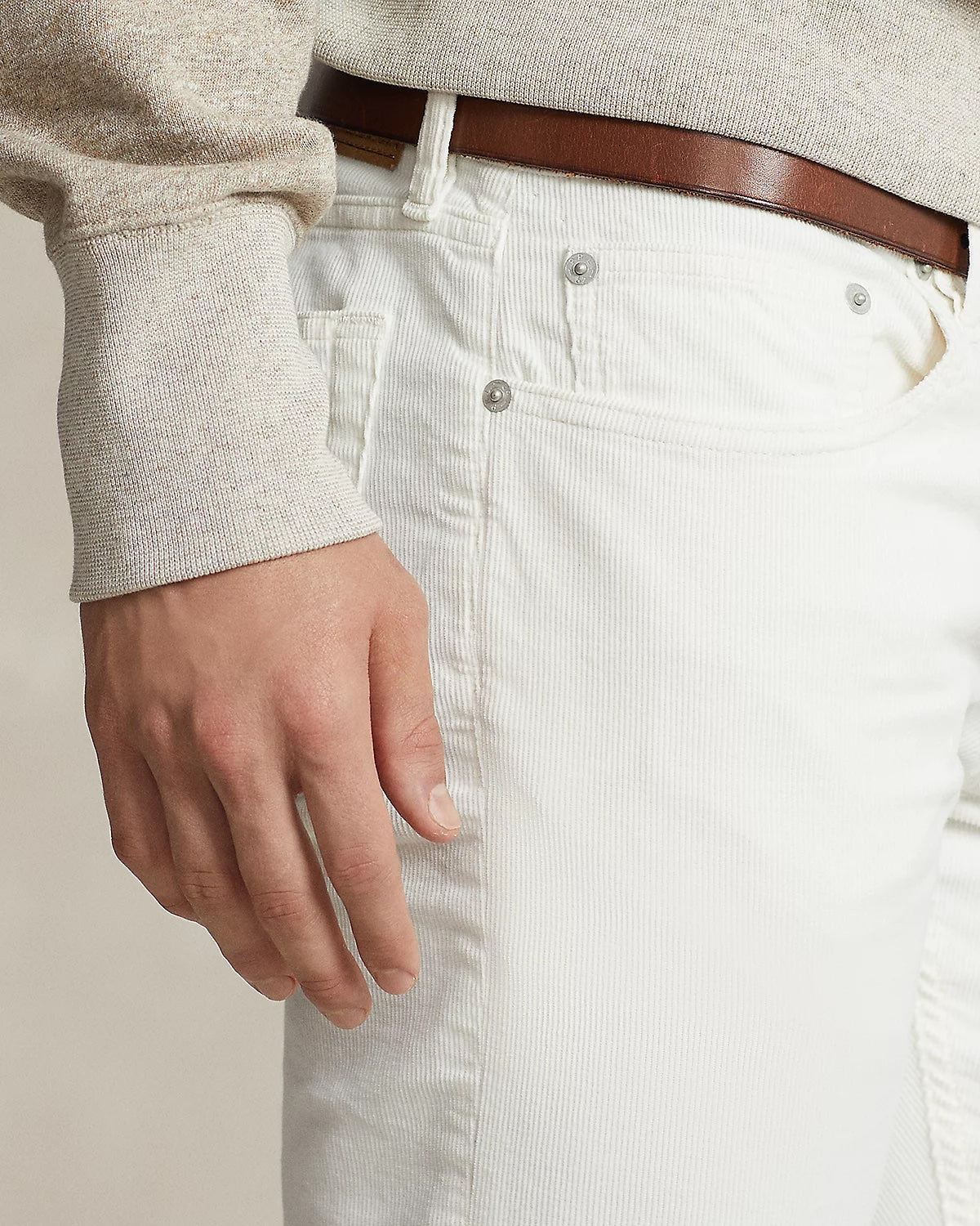 Polo Ralph Lauren Mens Sullivan Slim Fit Stretch Corduroy Pants White 33 x 32