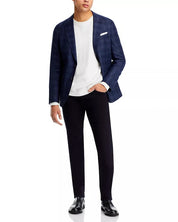 HUGO BOSS Hutson Tonal Plaid Slim Fit Sport Coat 40R Navy Blue