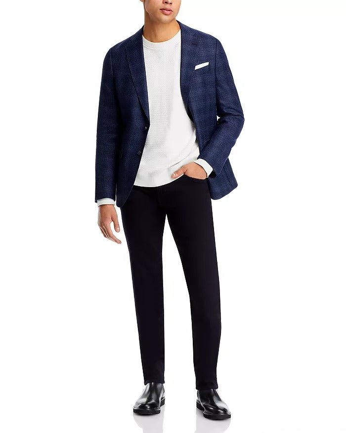 HUGO BOSS Hutson Tonal Plaid Slim Fit Sport Coat 40R Navy Blue