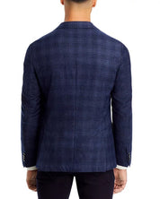 HUGO BOSS Hutson Tonal Plaid Slim Fit Sport Coat 40R Navy Blue