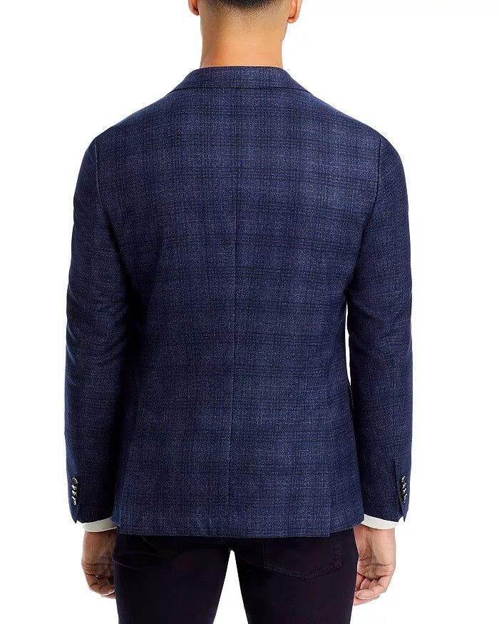 HUGO BOSS Hutson Tonal Plaid Slim Fit Sport Coat 40R Navy Blue