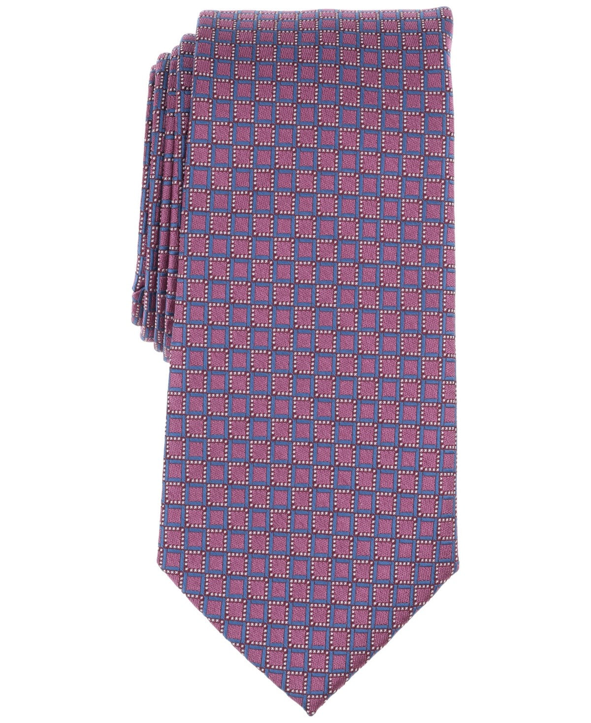 Michael Kors Mens Walken Geo-Pattern Neck Tie Red Rose Blue