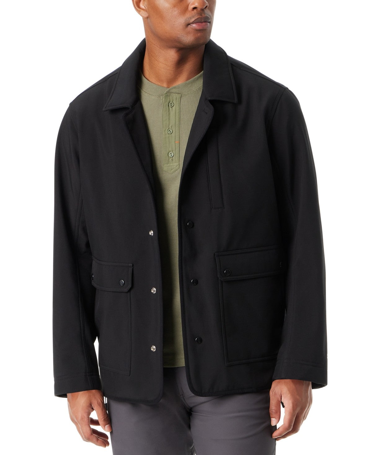 Bass Outdoor Men's Storm System Barn Jacket with Removable Hood Medium Black Solid