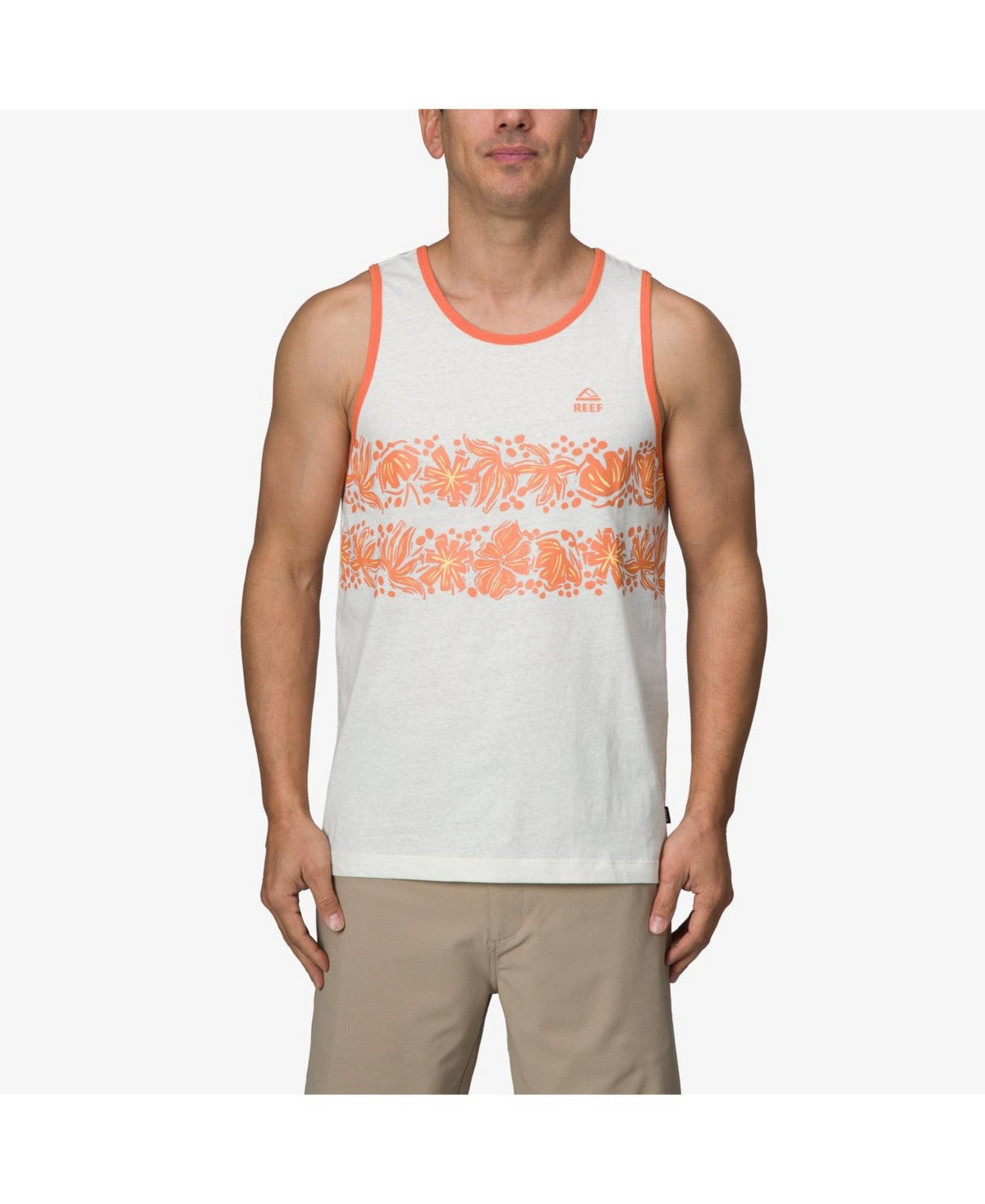 Reef Mens Regular fit Sleeveless Tank Top Shirt Large Beige