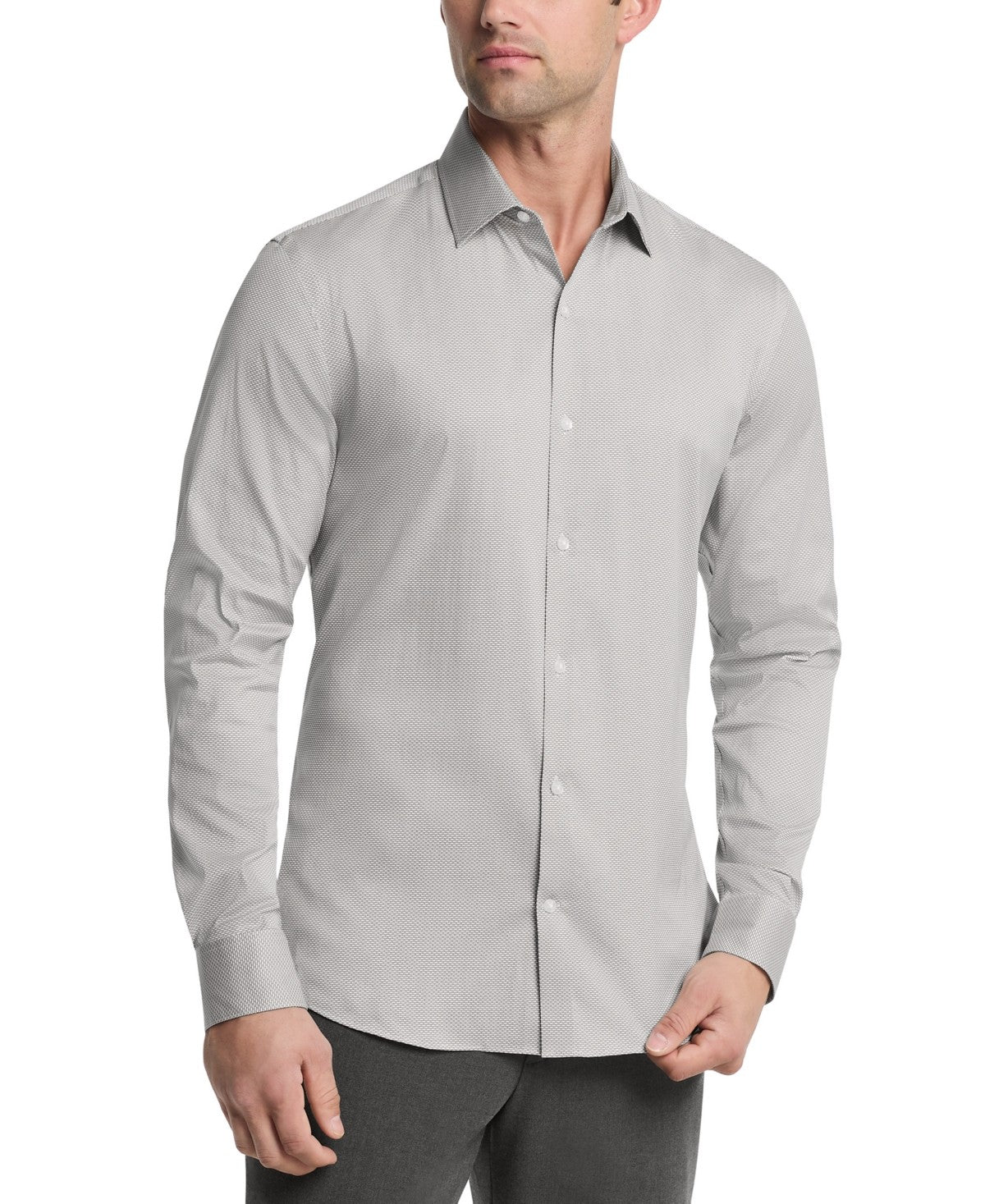 Calvin Klein Mens Slim fit Dress Shirt Medium 15-15.5 34-35 Light Grey