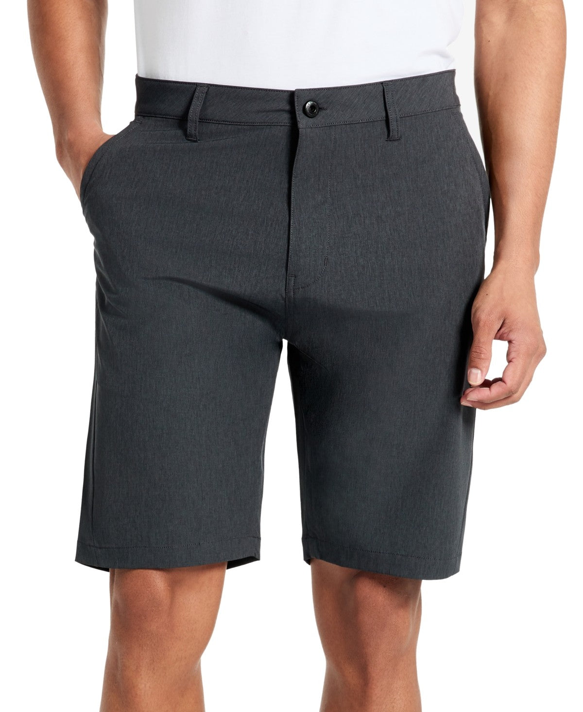 Kenneth Cole Mens Regular fit Athletic Shorts 40 Grey Solid Stretch