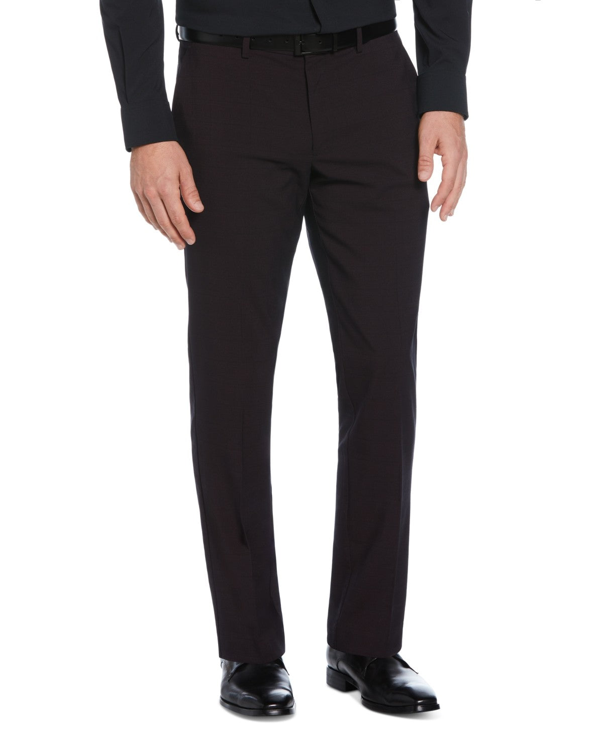 Perry Ellis Mens Modern fit Dress Pants 34 / 29 Burgundy Red Plaid Stretch