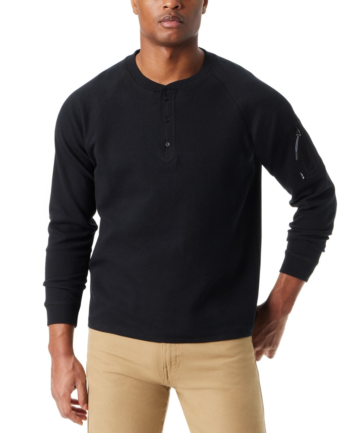 Bass Outdoor Men Regular fit Long Sleeve T-Shirt Shirt Small Black Solid Thermal