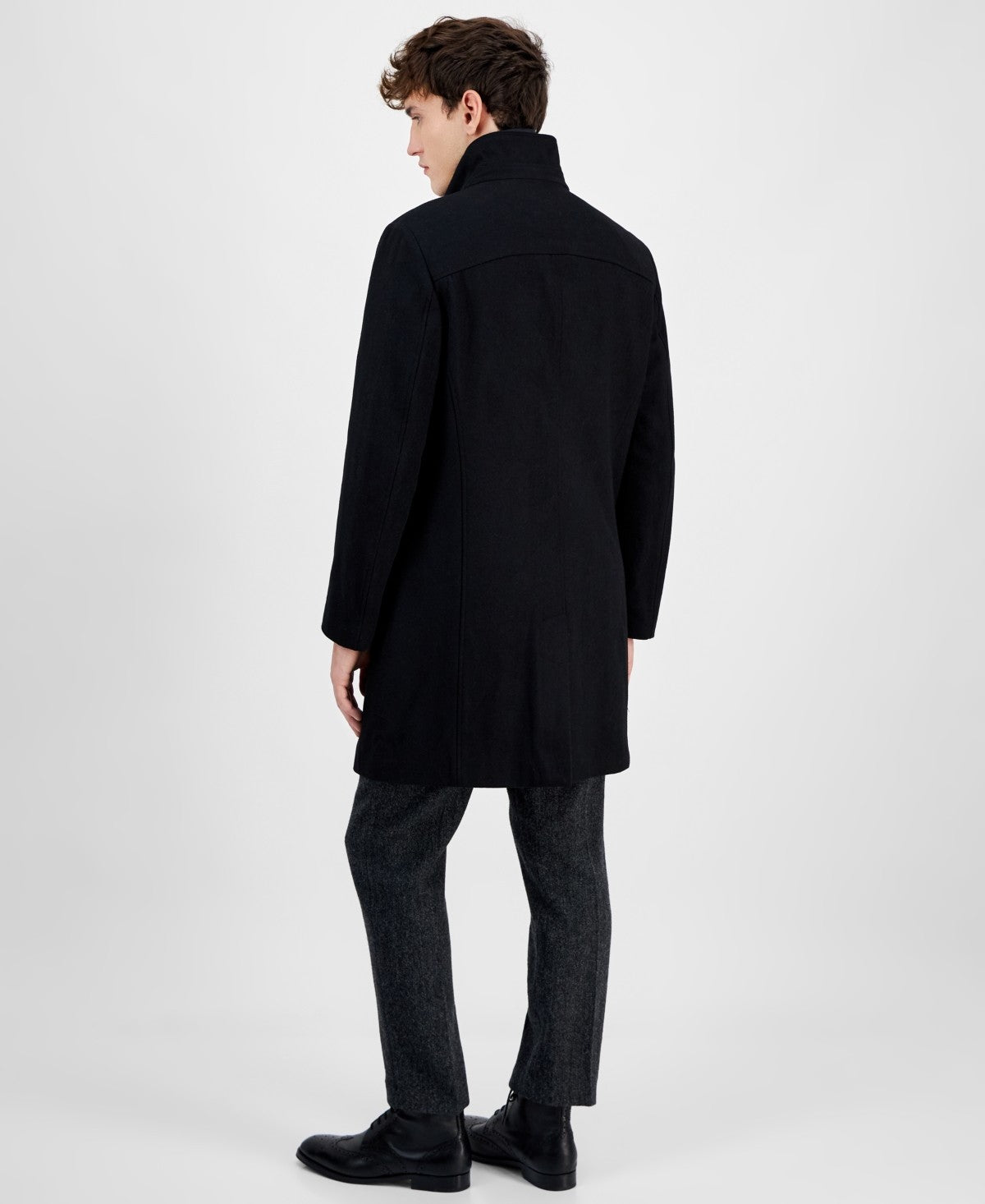 Nautica Mens Classic fit Wool Overcoat 42 S Black Zip out lining