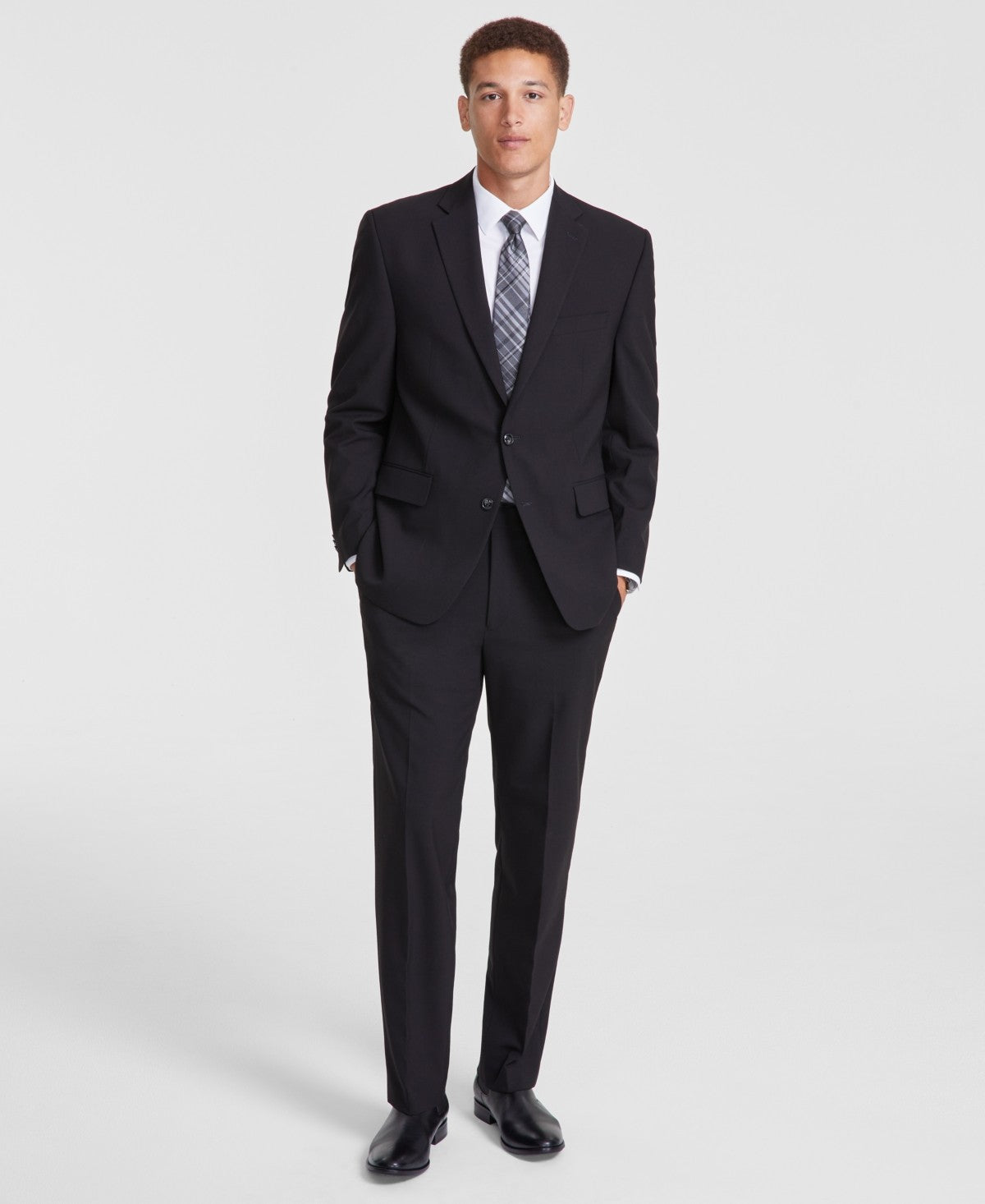 Perry Ellis Portfolio Mens Modern fit 2 Piece Suit 46 L / 39 Waist Black Stretch
