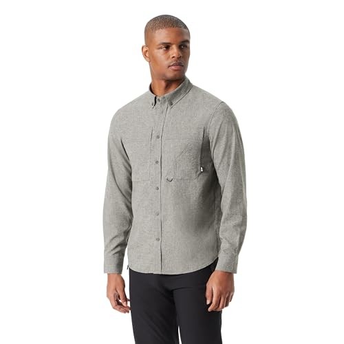 Bass Outdoor Mens Classic fit Long Sleeve Button-Up Shirt Large Green Solid