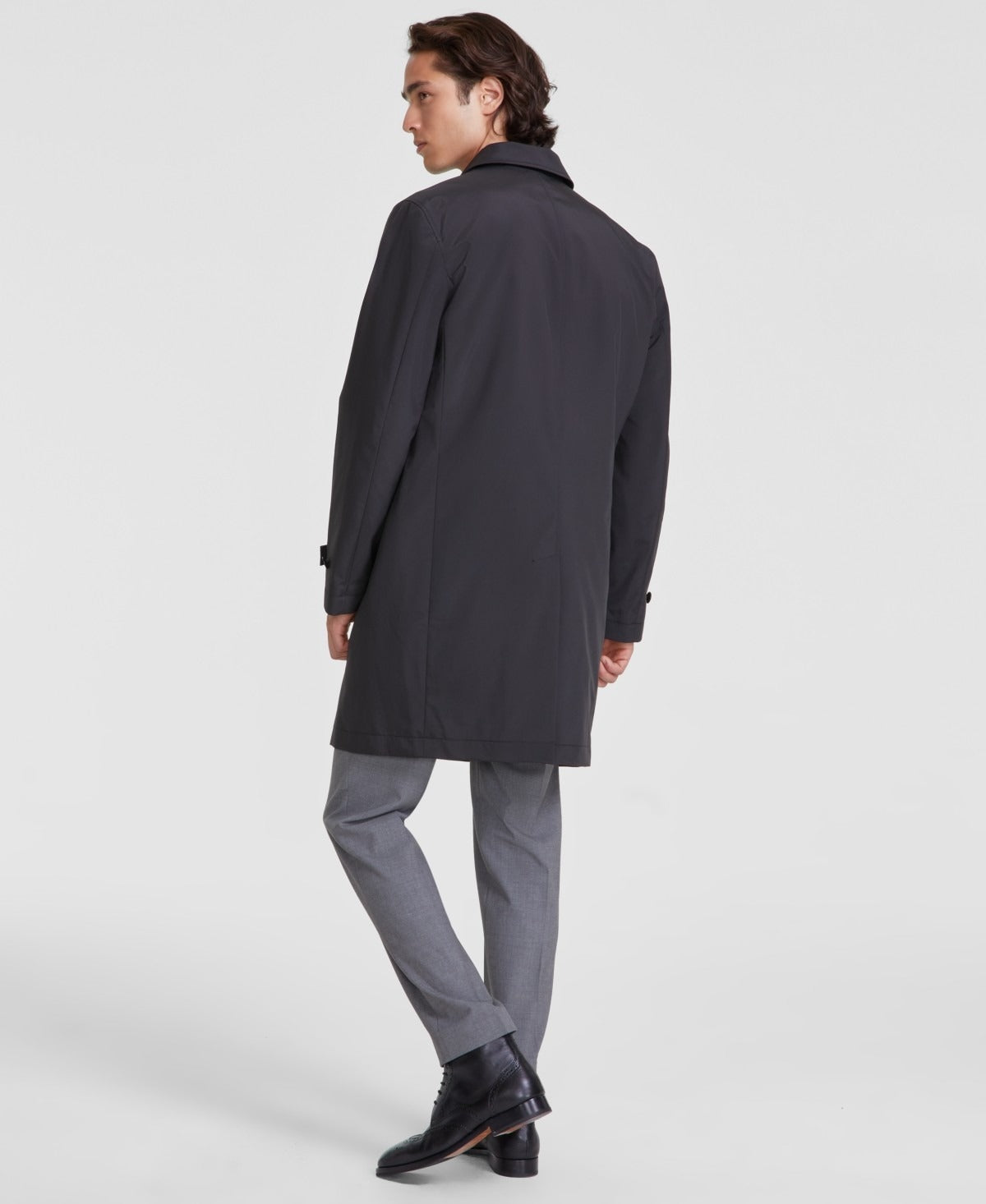 Calvin Klein Mens Modern Fit Raincoat Coat 38 S Black Zip Out Lining
