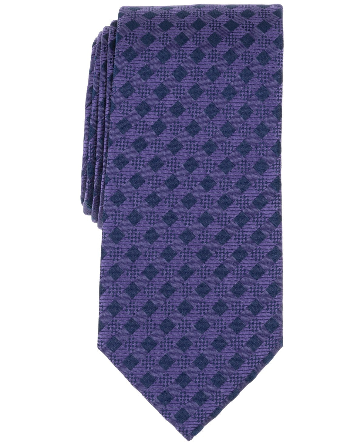 Perry Ellis Mens Hansen Diamond-Pattern Neck Tie Purple