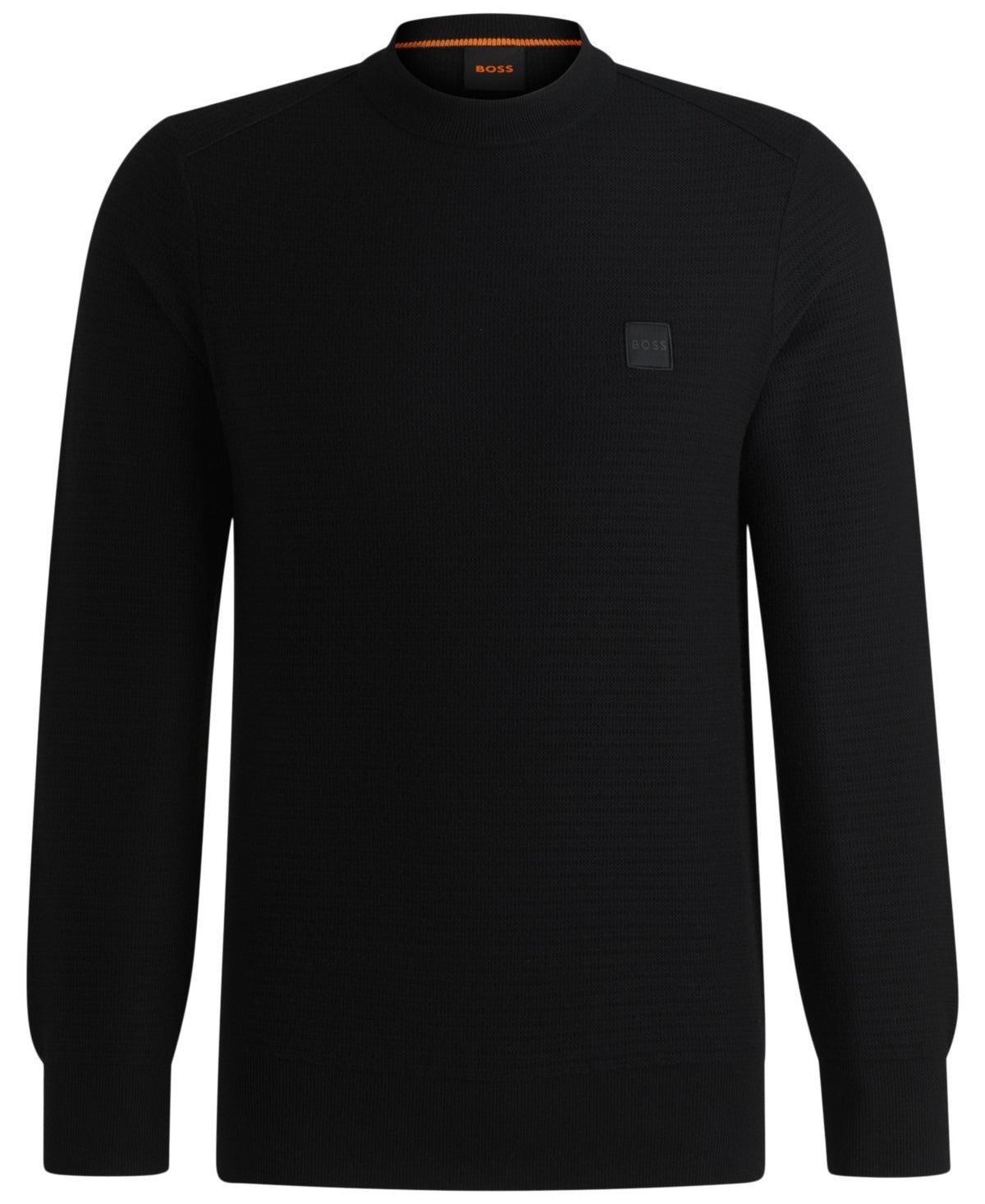 BOSS by Hugo Boss Men's Logo Patch Regular-Fit Sweater Size Large Black