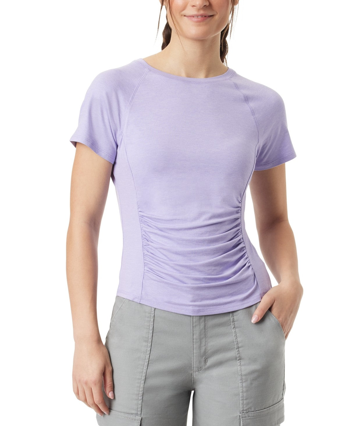 Bass Outdoor Women Regular fit Short Sleeve T-Shirt Shirt XL Purple Solid