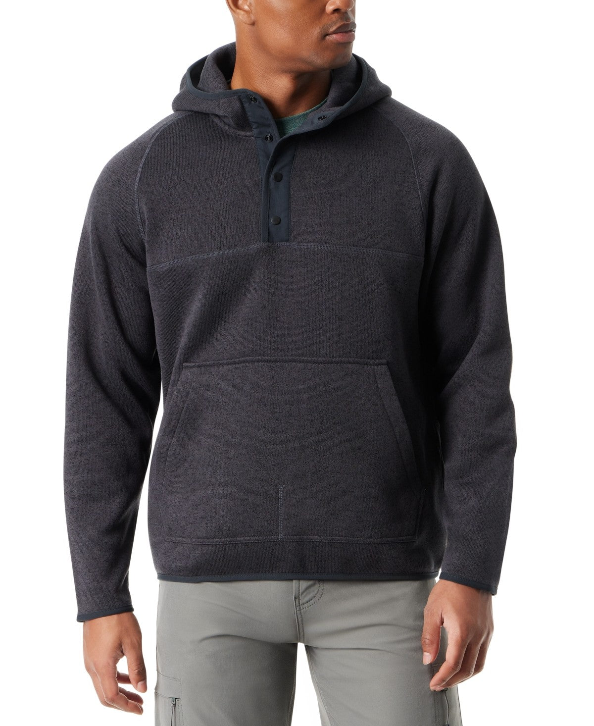 Bass Outdoor Men Regular fit Long Sleeve Quarter zip Sweatshirt Large Black