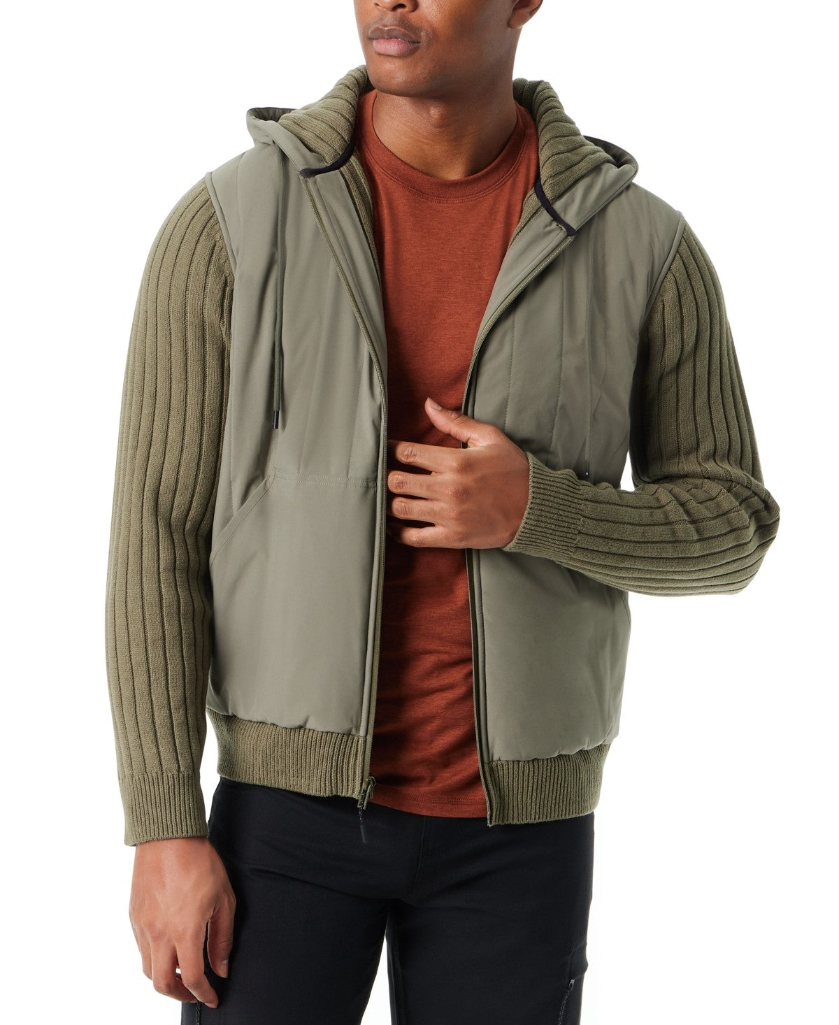 BASS OUTDOOR Mens Mixed Media Jacket Coat XL Green Solid