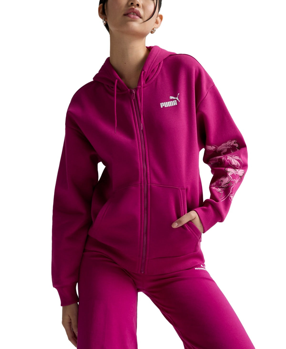 Puma Womens Regular fit Hoodie Sweatshirt Xl Pink Solid