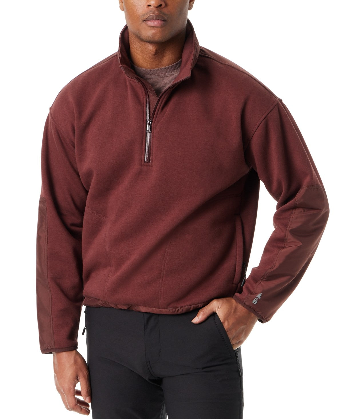 Bass Outdoor Mens Regular fit Long Sleeve Quarter zip Sweatshirt Medium Brown