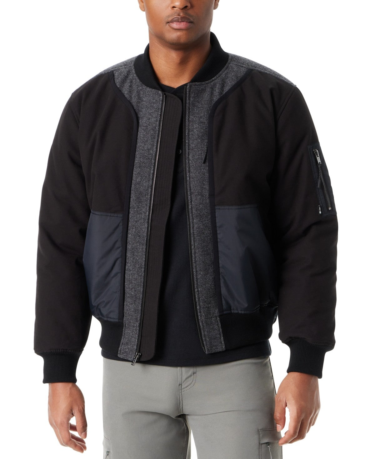 Bass Outdoor Mens Regular fit Mixed Media Jacket Coat XXL Black Full Zip
