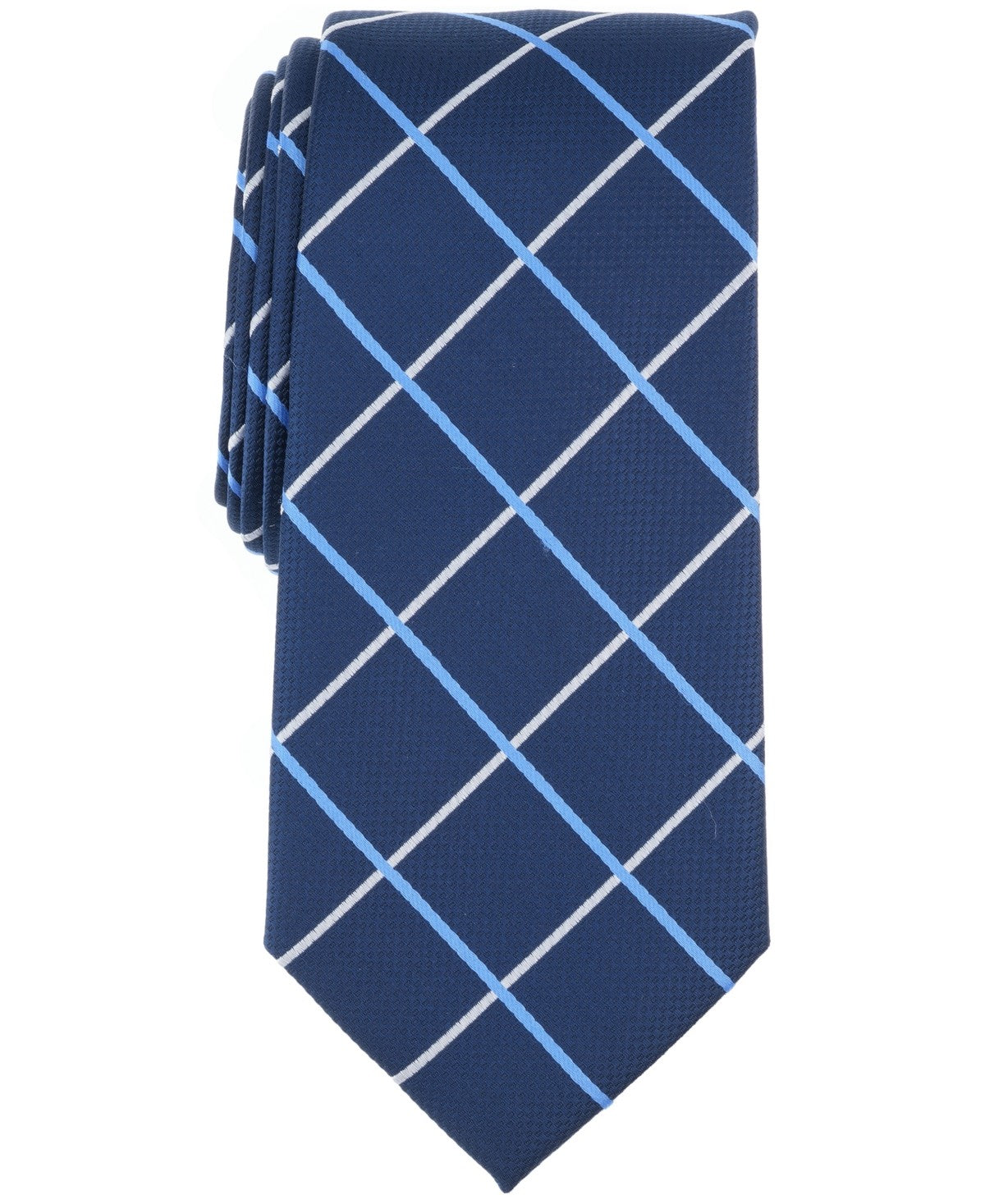 Club Room Mens Corson Classic Grid Neck Tie Navy Blue