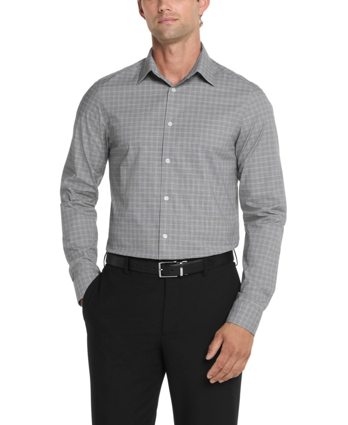 Calvin Klein Mens Slim fit Dress Shirt Small 14.5 in 32-33 Grey Plaid