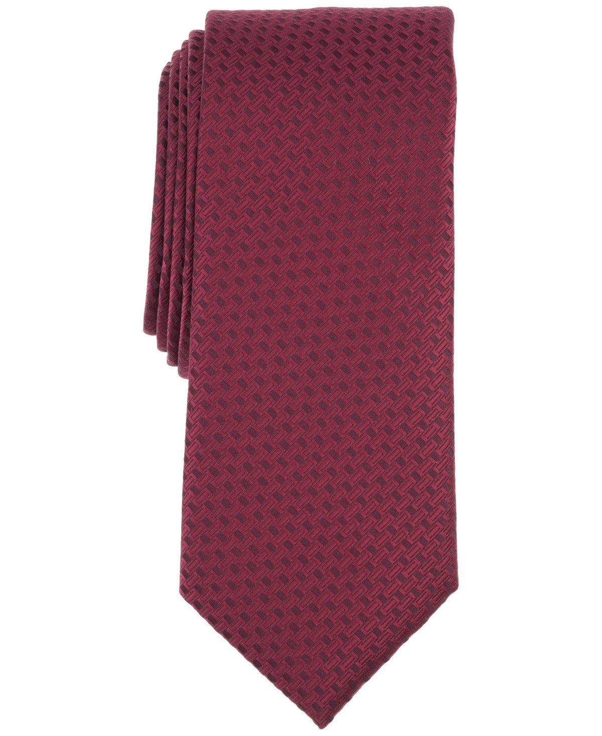 Alfani Mens Sylvan Textured Solid Neck Tie Red Burgundy