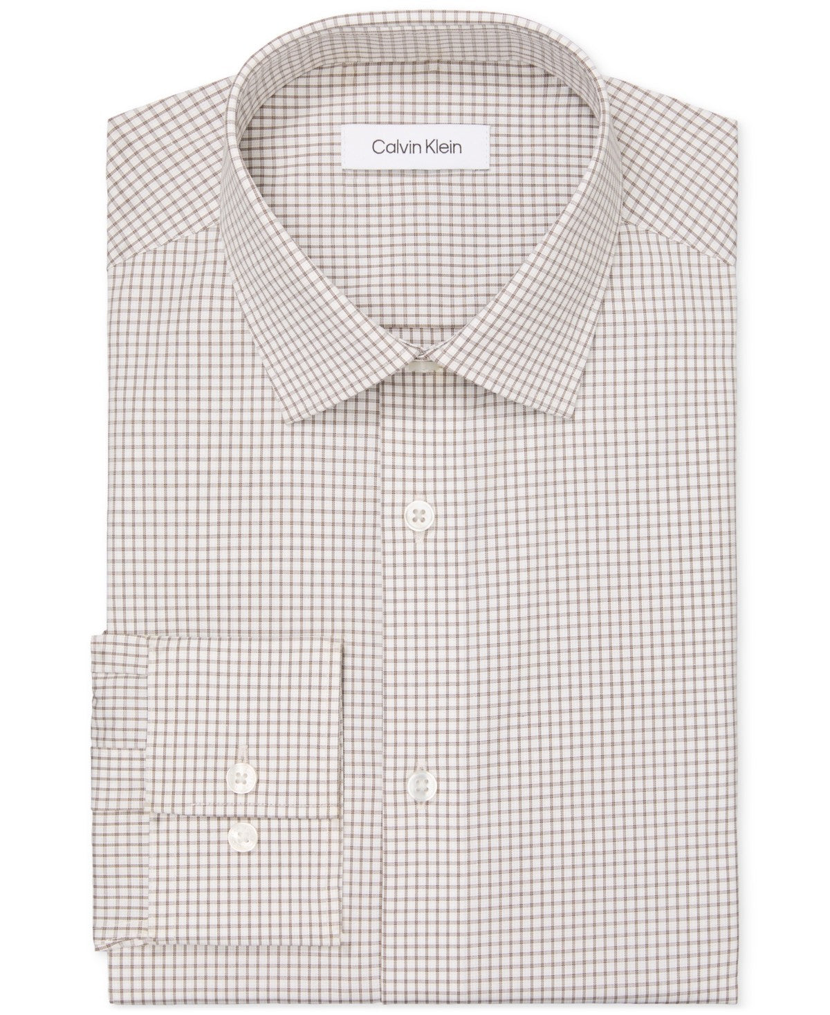 Calvin Klein Mens Regular fit Dress Shirt Large 16.5 in 34-35 Beige