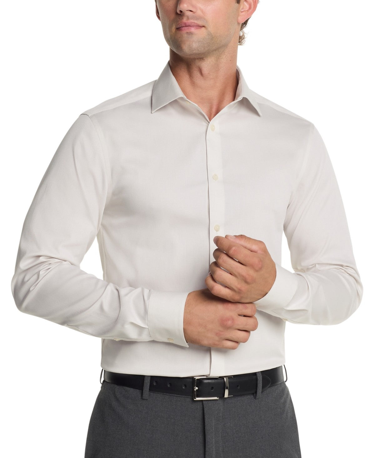 Calvin Klein Mens Regular fit Dress Shirt XXL 18 in 34-35 Oatmeal Beige