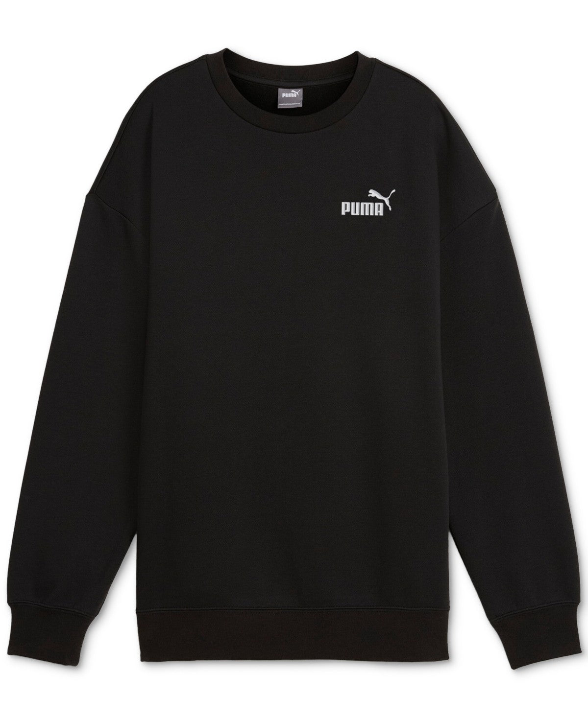 Puma Women Regular fit Long Sleeve Crewneck Sweatshirt Medium Black Solid Oversized