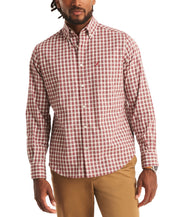 Nautica Mens Classic fit Long Sleeve Button-Up Shirt Large Red Plaid