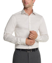 Calvin Klein Mens Slim fit Dress Shirt Small 14.5 in 32-33 Beige Striped