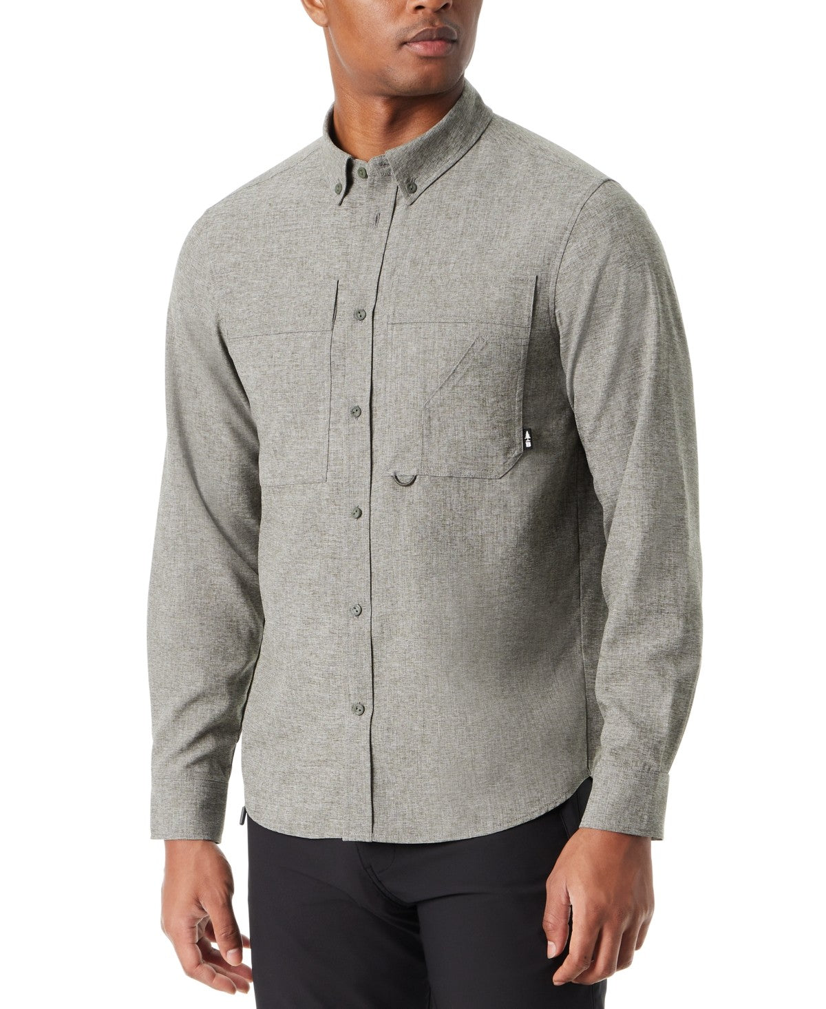 Bass Outdoor Mens Classic fit Long Sleeve Button-Up Shirt XL Grey Solid