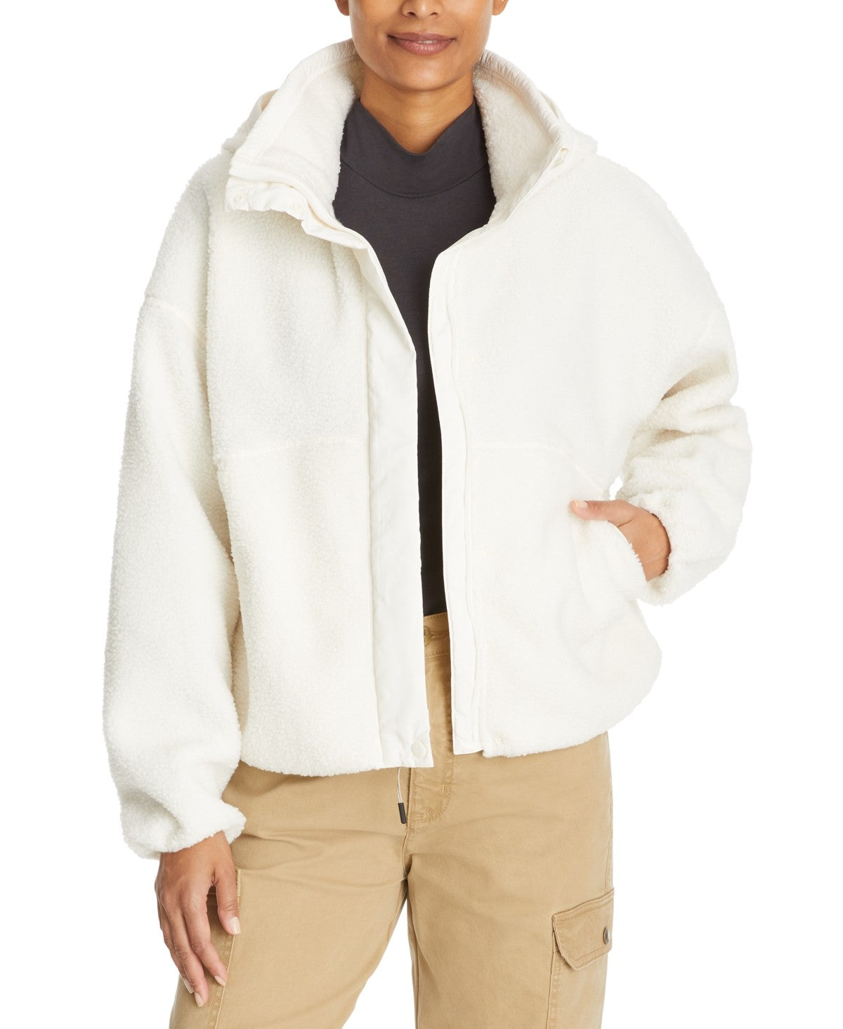 Bass Outdoor Womens Full Zip Campfire Coat Large White Solid