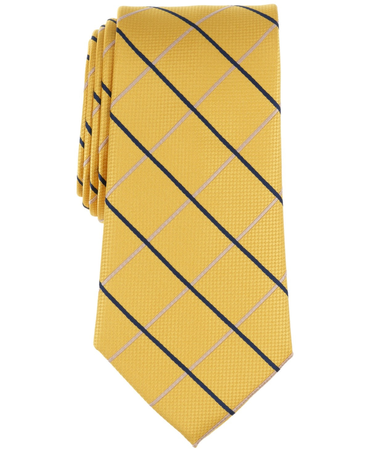 Club Room Mens Corson Classic Grid Neck Tie Yellow Gold