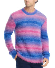 Nn07 Mens Regular fit Long Sleeve Crewneck Sweater Large Crew Neck Pink Striped