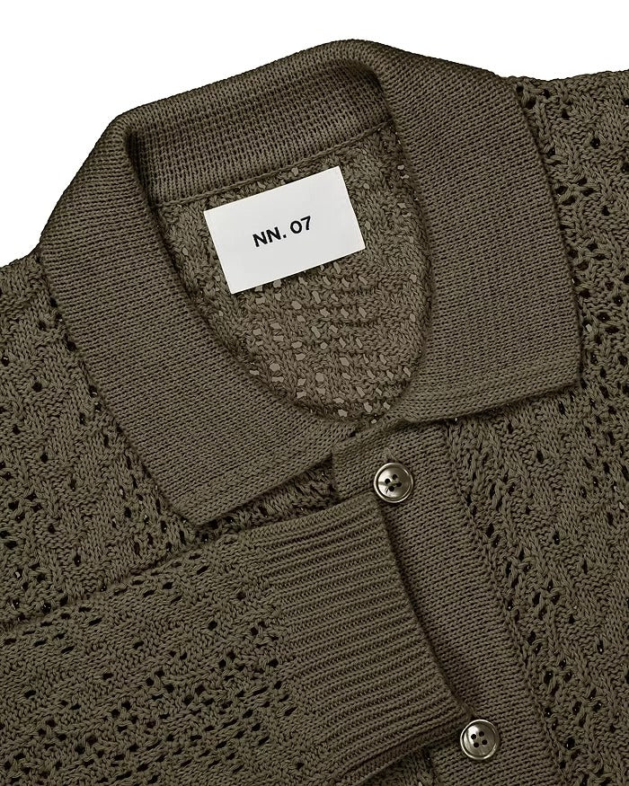 Nn07 Mens Regular fit Long Sleeve Cardigan Sweater Medium Collared Green Solid