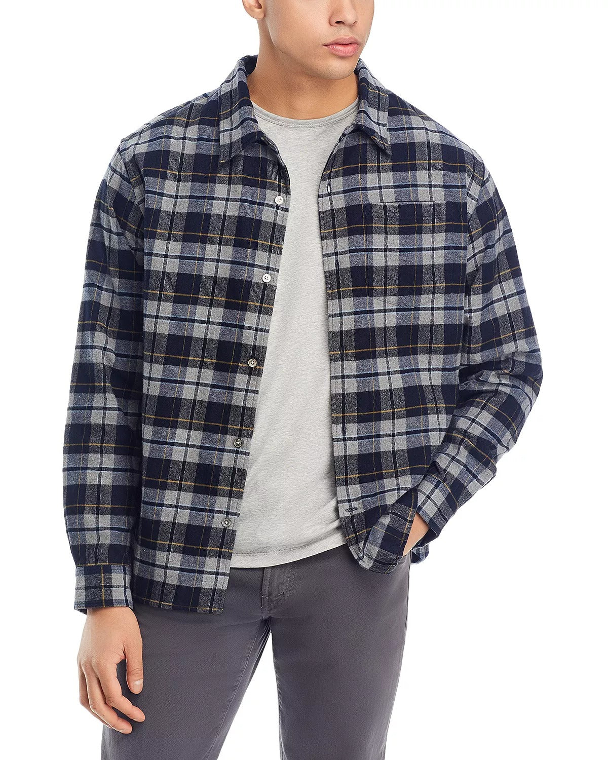 Norse Projects Mens Carsten Flannel Check Shirt Large Blue Grey