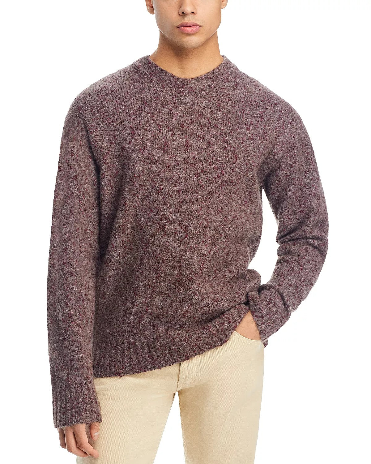 Norse Projects Mens Rasmus V Neck Sweater XXL Burgundy Red Wool Blend ITALY