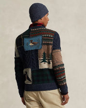 Polo Ralph Lauren Mens Regular Fit Patchwork Crewneck Sweater Large Wool
