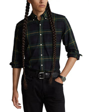 Polo Ralph Lauren Mens Flannel Plaid Custom Fit Button Down Shirt Green Small
