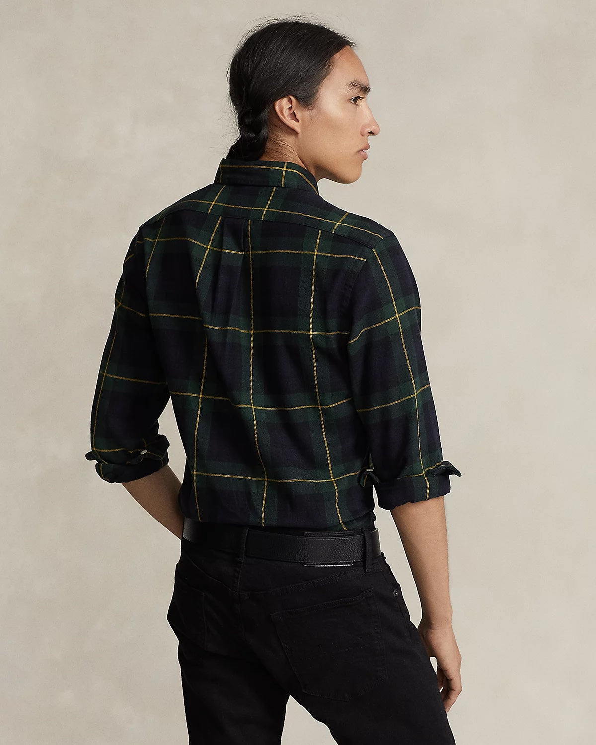 Polo Ralph Lauren Mens Flannel Plaid Custom Fit Button Down Shirt Green Small
