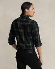Polo Ralph Lauren Mens Flannel Plaid Custom Fit Button Down Shirt Green Small