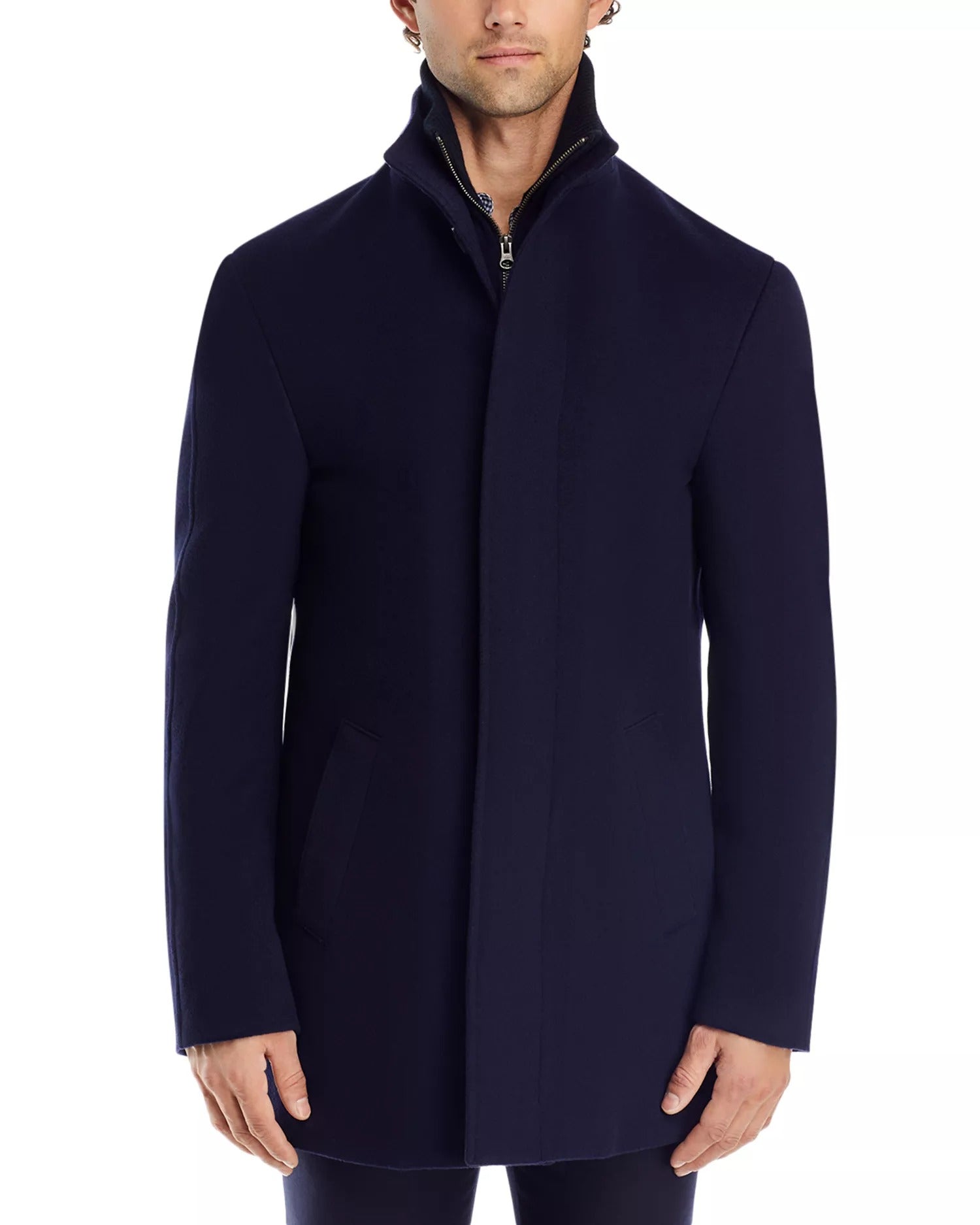 The Mens Store Department Store Car Coat Coat 38R / M Navy Blue PURE CASHMERE