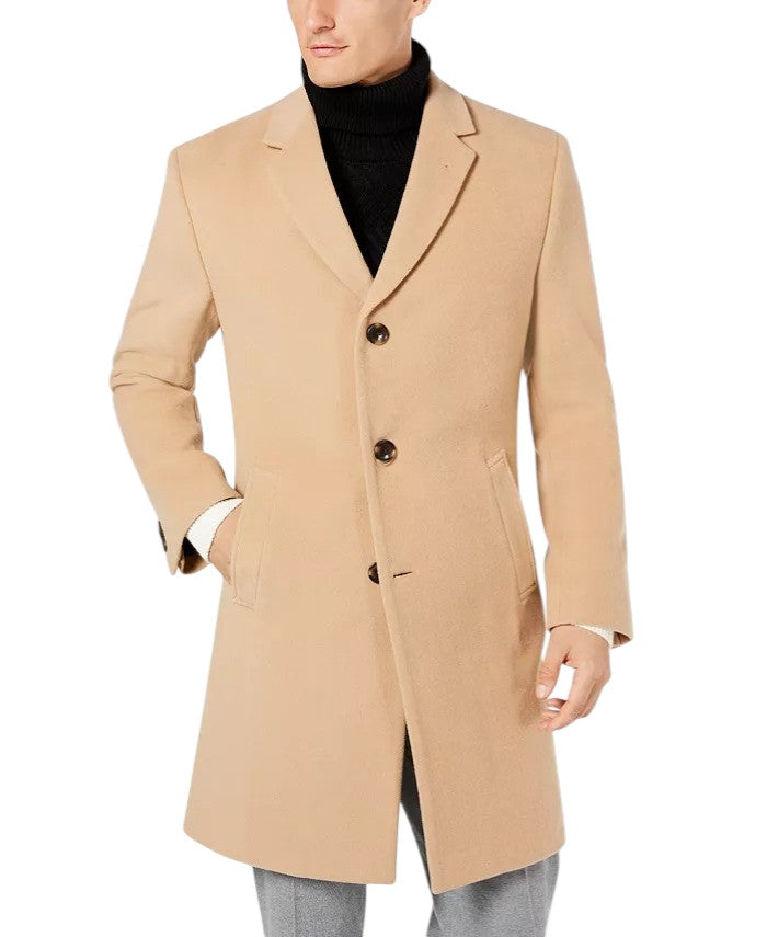 Nautica Men's Barge Classic Fit Wool Cashmere Blend Solid Overcoat 38R Camel