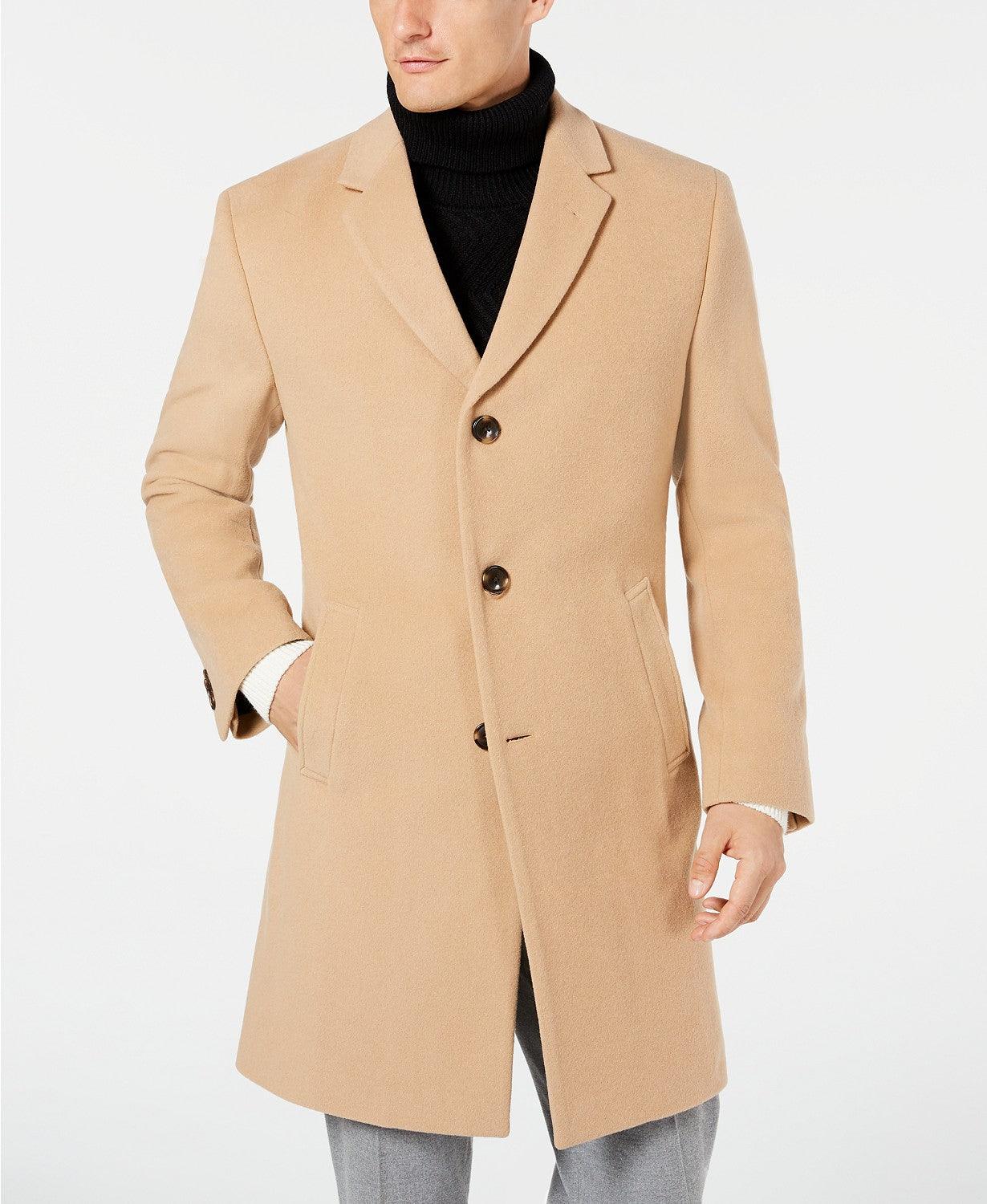 Nautica Mens Classic fit Overcoat Coat 42 L Beige Solid