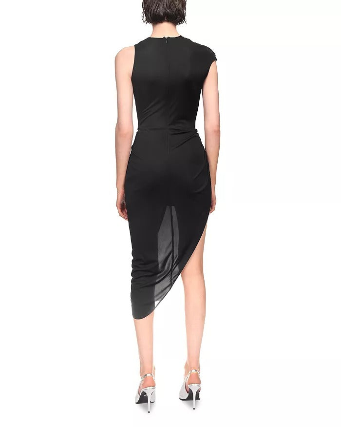 David Koma Womens Ruched Asymmetric Dress UK 14 / US 10 Black