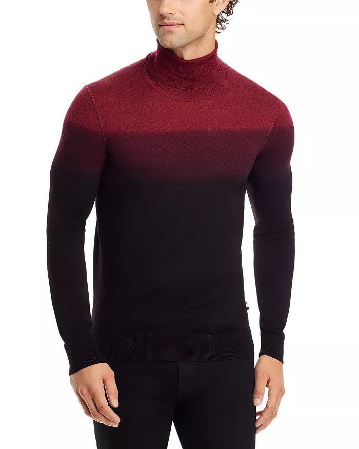 Hugo BOSS Mens Wool Silk Turtleneck Sweater Red Ombre XXL