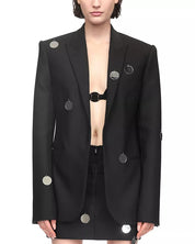 David Koma Womens Mirror Blazer Jacket UK 6 / US 2 Black